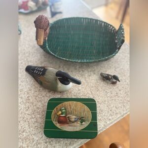 Mallard Duck Bundle! Basket, large duck, mini duck, notes canister